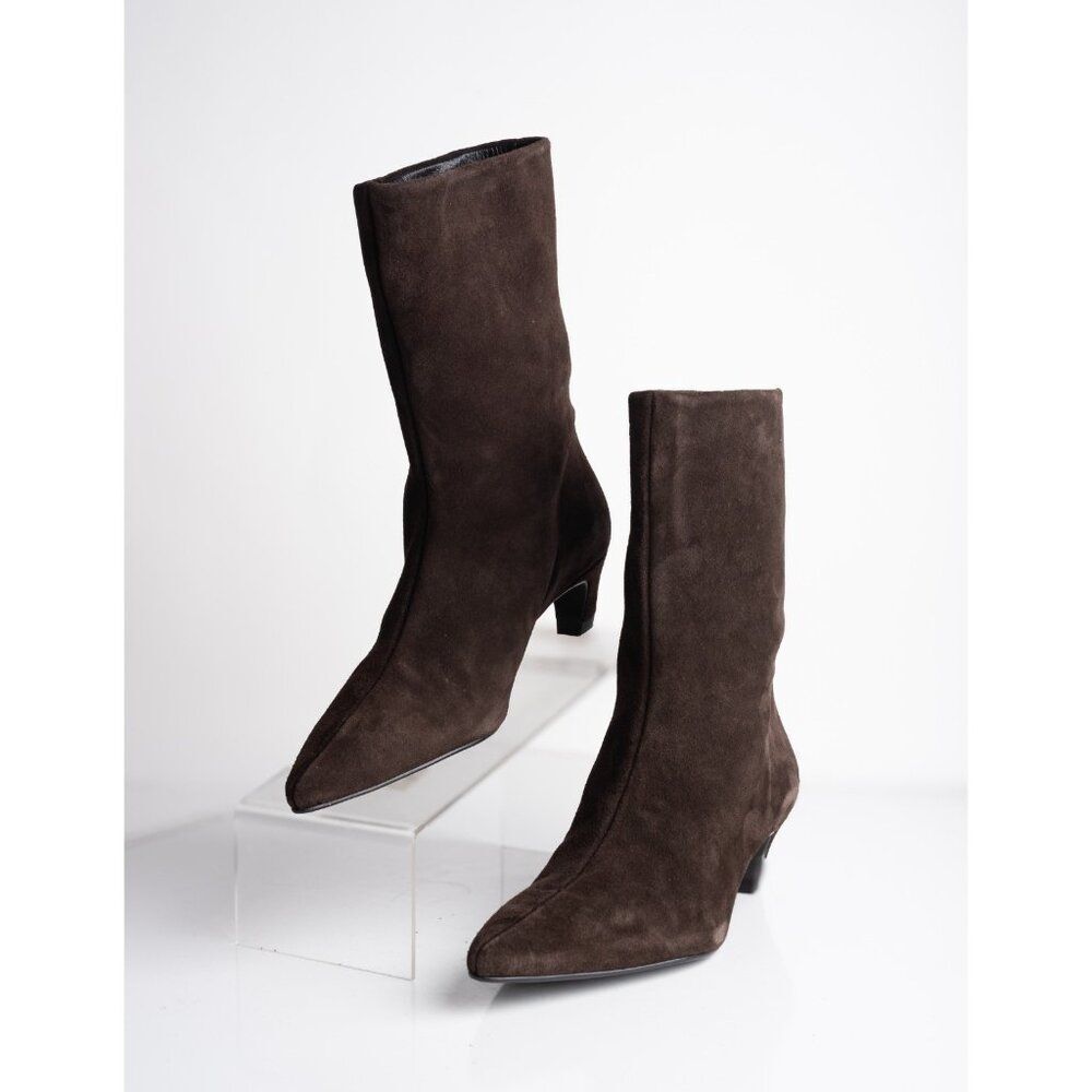 Massimo Dutti Womens Suede Heeled Ankle Boots Brown US 6.5 EU 37 1100/550 EUC